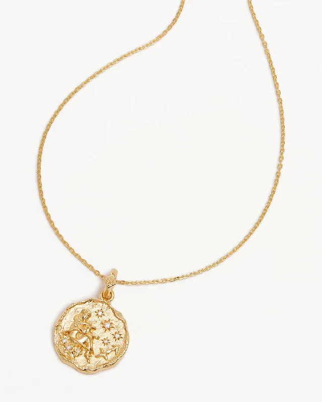 sterling silver angel wing pendant 18k Gold Vermeil She is Zodiac Necklace - Sagittarius
