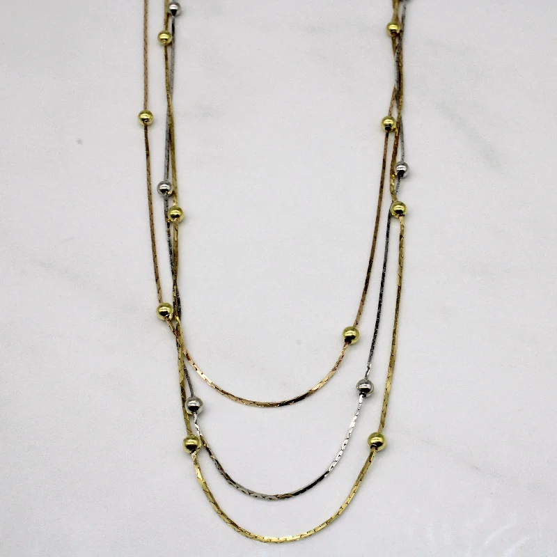 dainty sapphire gemstone bracelet 18k Tri Tone Gold Tiered Necklace | 16" |