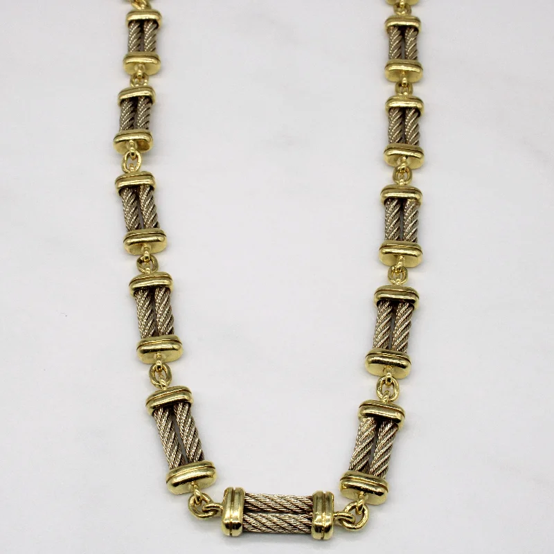 minimalist gold square earrings 18k Two Tone Gold Necklace | 17" |