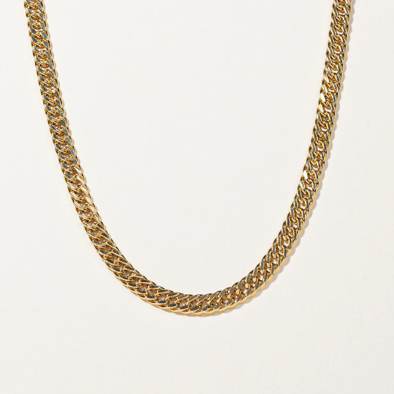 men’s engraved stainless steel bracelet 18k Yellow Gold Cuban Link Chain | 25"