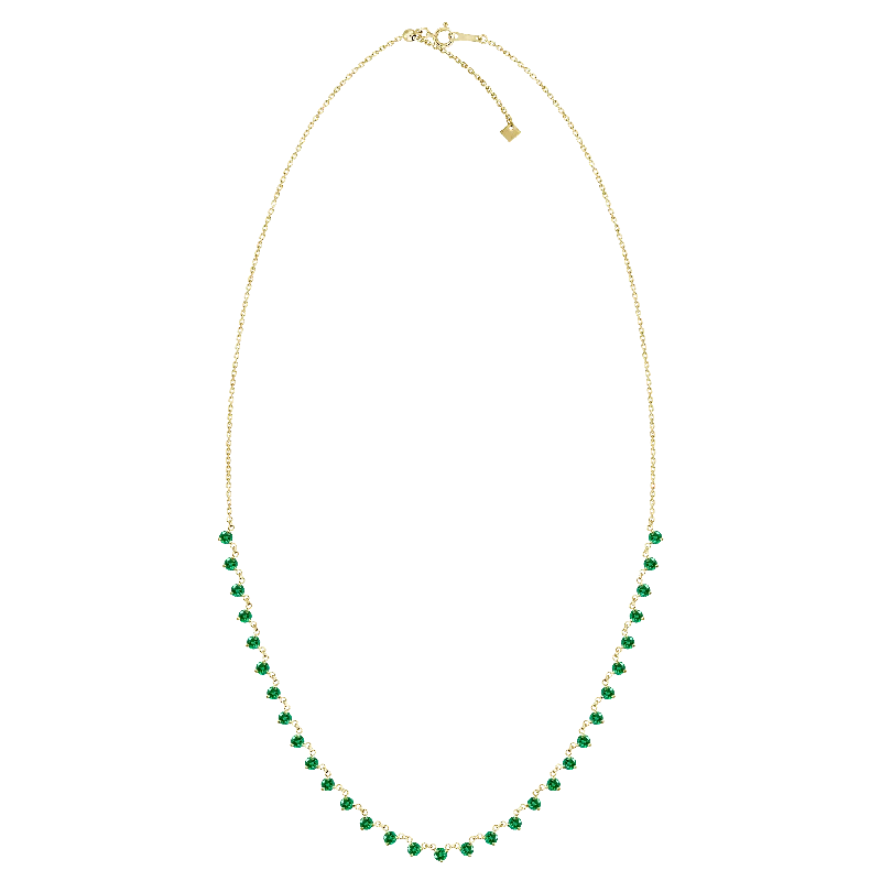 dainty gold chain ring 18K Yellow Gold Emerald Necklace