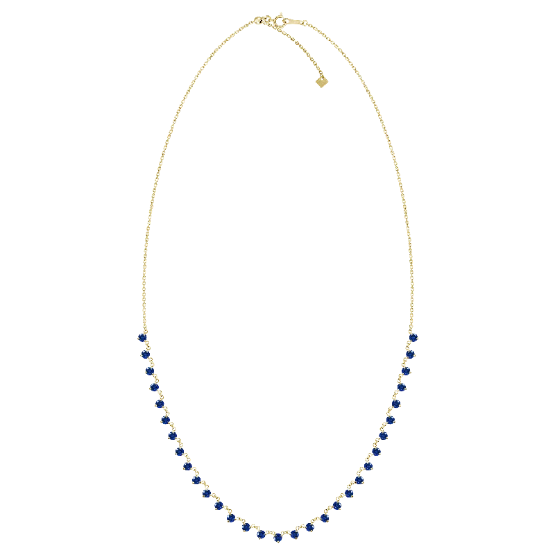 simple gold hoop earrings 18K Yellow Gold Sapphire Necklace