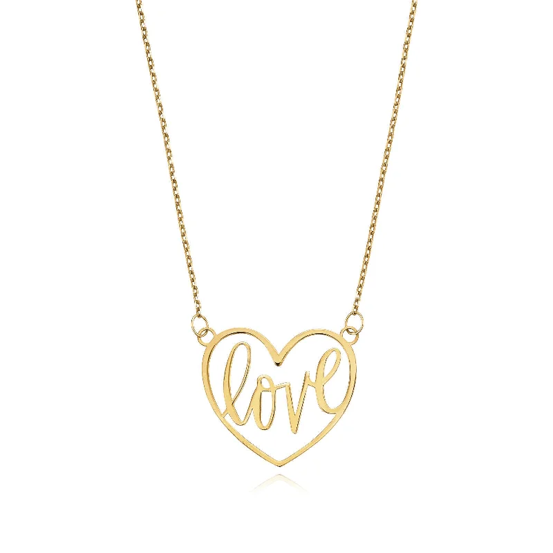 luxury diamond eternity ring 9ct Yellow Gold 40cm LOVE Heart Necklace Pendant