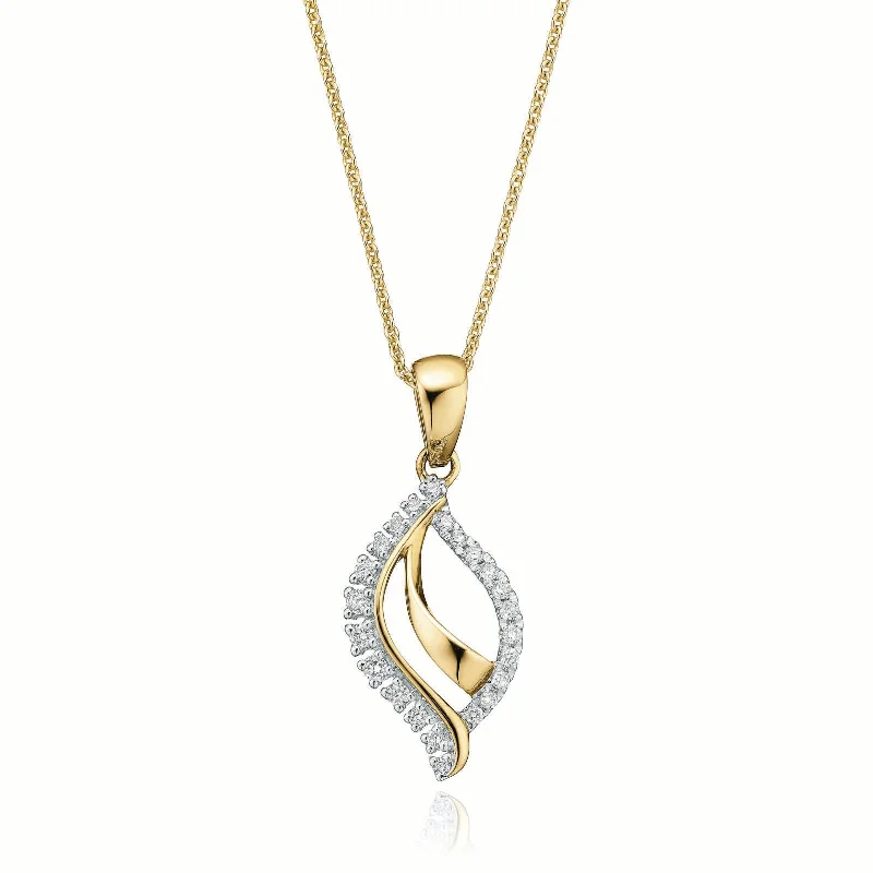 thin gold wire earrings 9ct Two Tone Gold with 0.10 Carat tw of Diamond Pendant