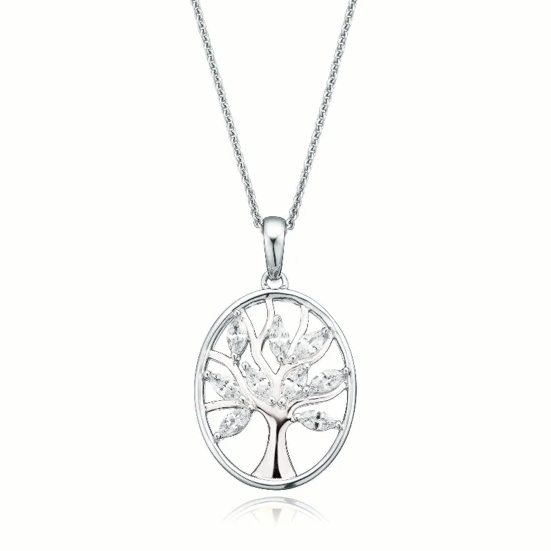 delicate heart stud earrings Sterling Silver Cubic Zirconia Tree of life Pendant
