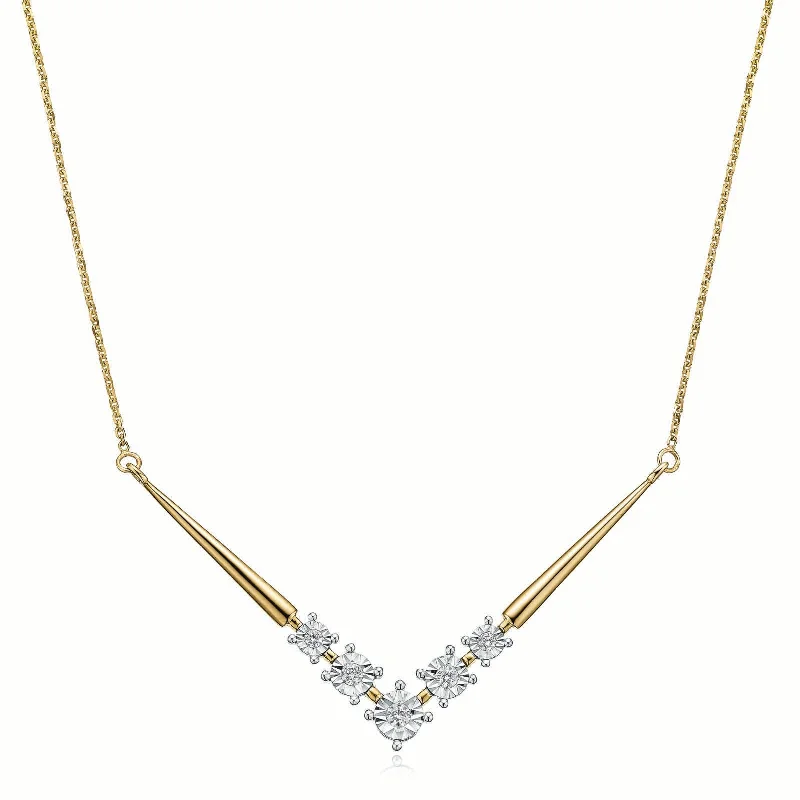 unique promise ring for girlfriend 9ct Two Tone Gold Round Brilliant Cut with 0.10 Carat tw of Diamonds Necklace