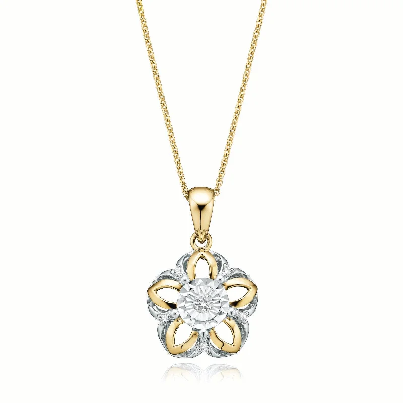 natural amethyst necklace 9ct Two Tone Gold & Diamond Set Pendant