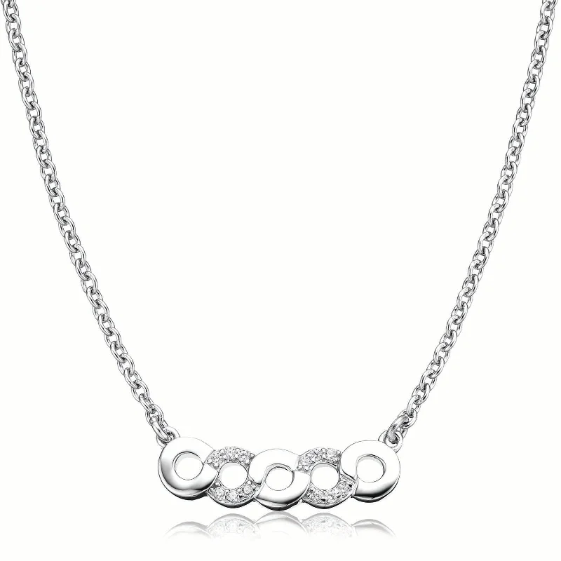 vintage-inspired pearl brooch Sterling Silver Cubic Zirconia Link Necklace