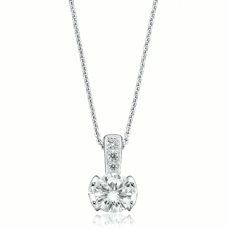 silver lotus flower earrings Sterling Silver Cubic Zirconia Pendant
