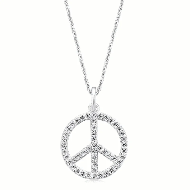 modern hexagon stud earrings Sterling Silver Cubic Zirconia Peace Pendant