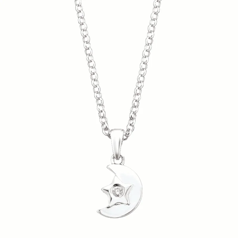 thin silver chain necklace My First Diamond Kids Sterling Silver Round Brilliant Cut Diamond Set Moon Necklace thin silver chain necklace My First Diamond Kids Sterling Silver Round Brilliant Cut Diamond Set Moon Necklace
