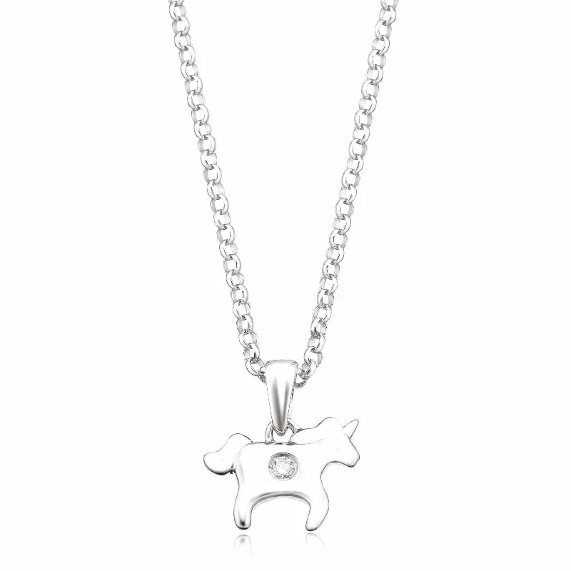 vintage sapphire engagement ring My First Diamond Kids Sterling Silver Round Brilliant Cut Diamond Set Horse Necklace