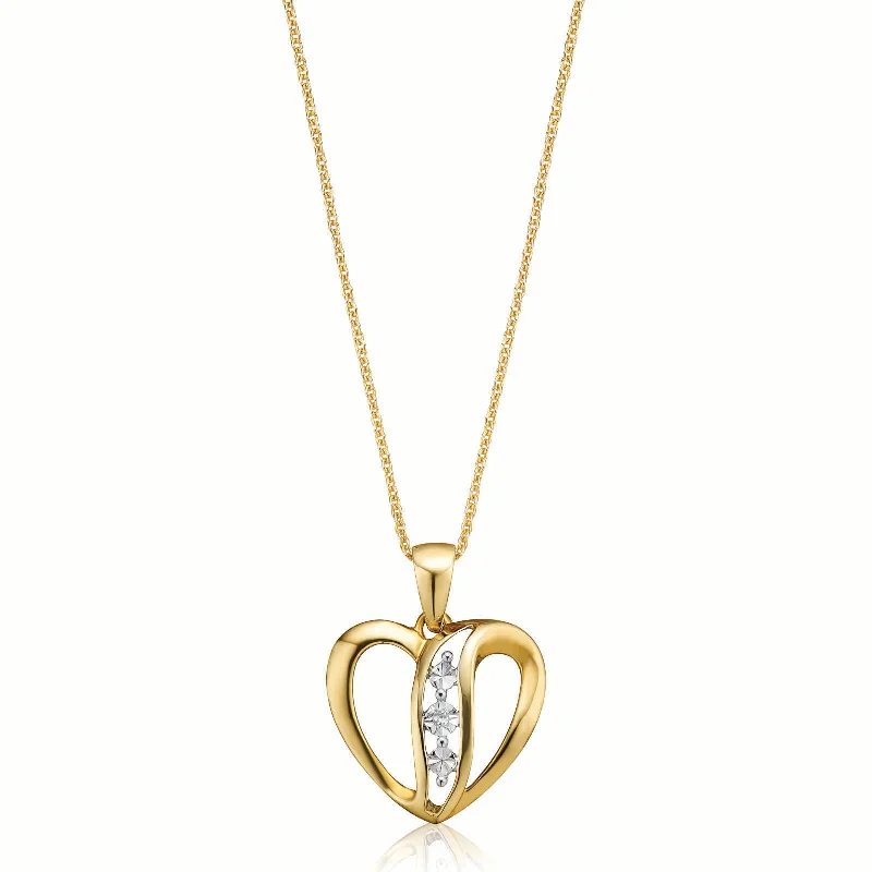 dainty gold anchor bracelet 9ct Yellow Gold Round Brilliant Cut Diamond Set Pendant