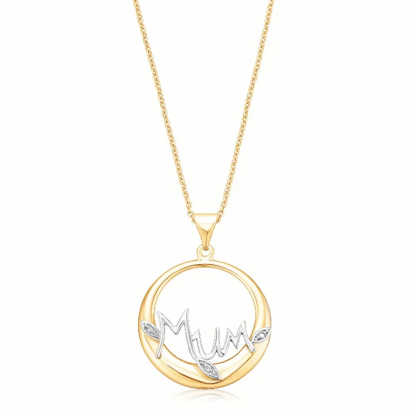 silver lotus flower earrings 9ct Yellow Gold Diamond Set Mum Pendant