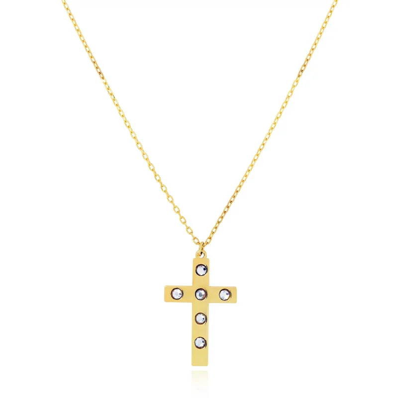 luxury emerald ring platinum 9ct Yellow Gold 45 cm Cubic Zirconia Cross Necklace