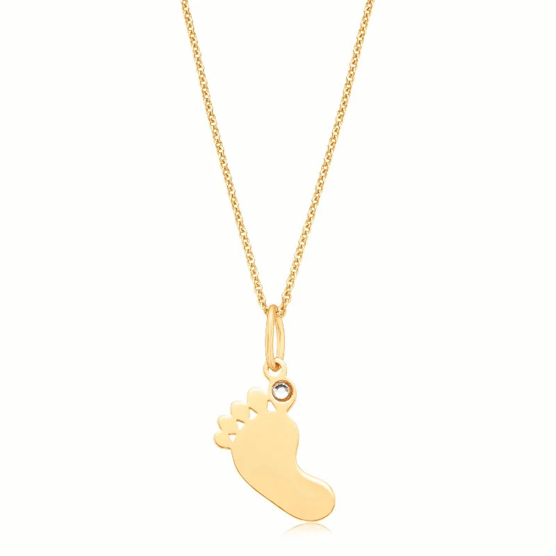 vintage emerald cocktail ring 9ct Yellow Gold Cubic Zirconia Baby Footprint Pendant