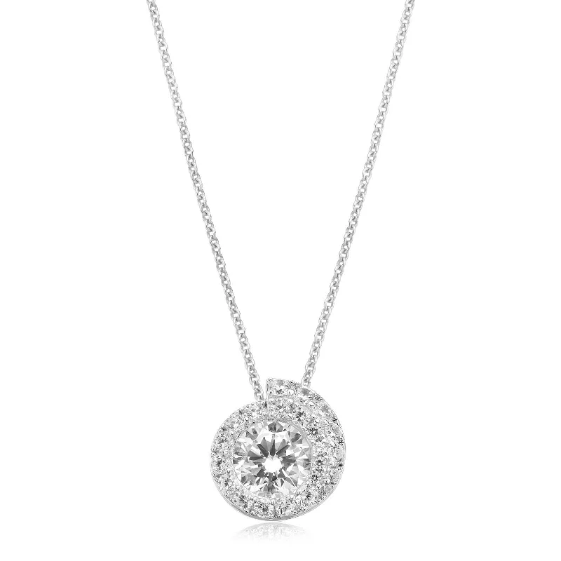 sterling silver herringbone chain Sterling Silver Cubic Zirconia Swirl Pendant
