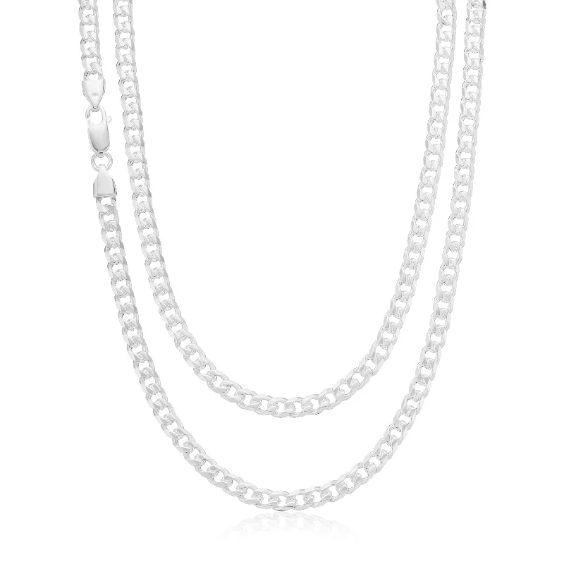 vintage turquoise pendant necklace Sterling Silver 60cm Bevel Diamond Cut Curb Chain