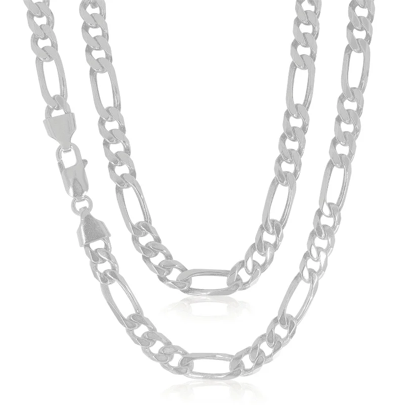 vintage-style diamond halo ring Sterling Silver 55cm Figaro Chain
