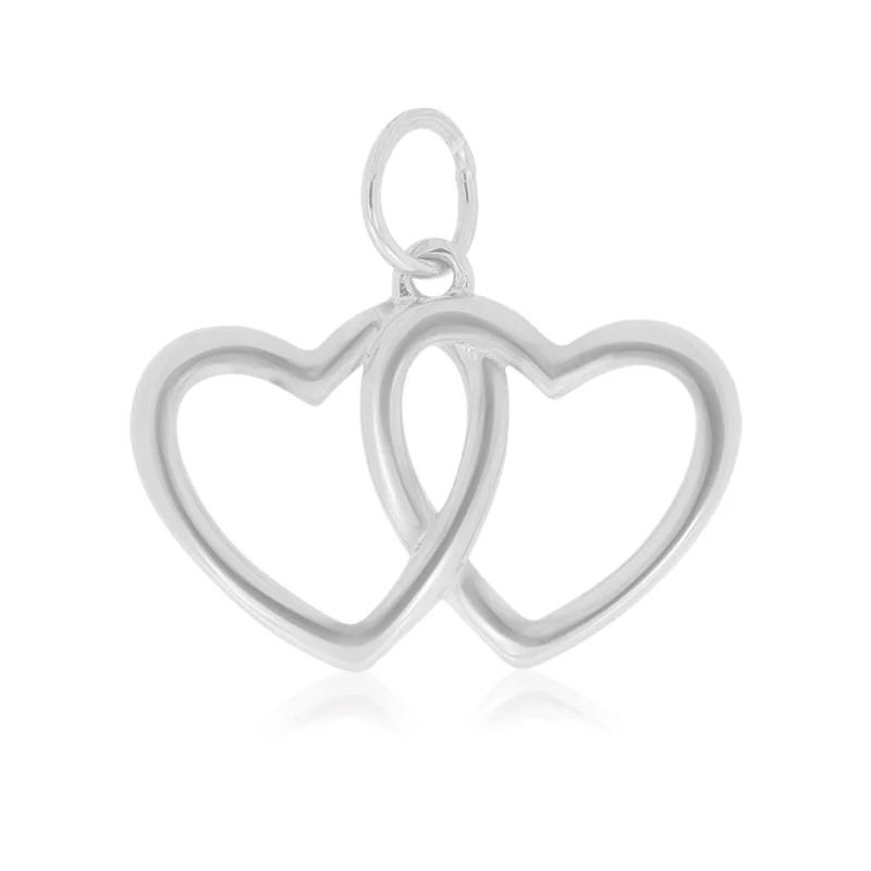gold mesh bangle bracelet Sterling Silver Double Heart Charm