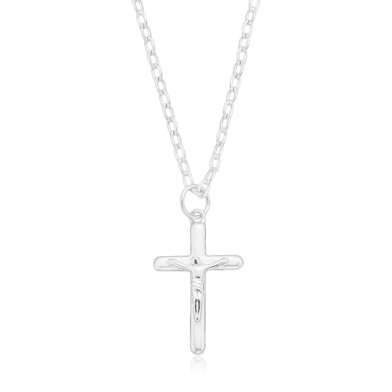 chunky gold chain necklace Sterling Silver Cross Charm