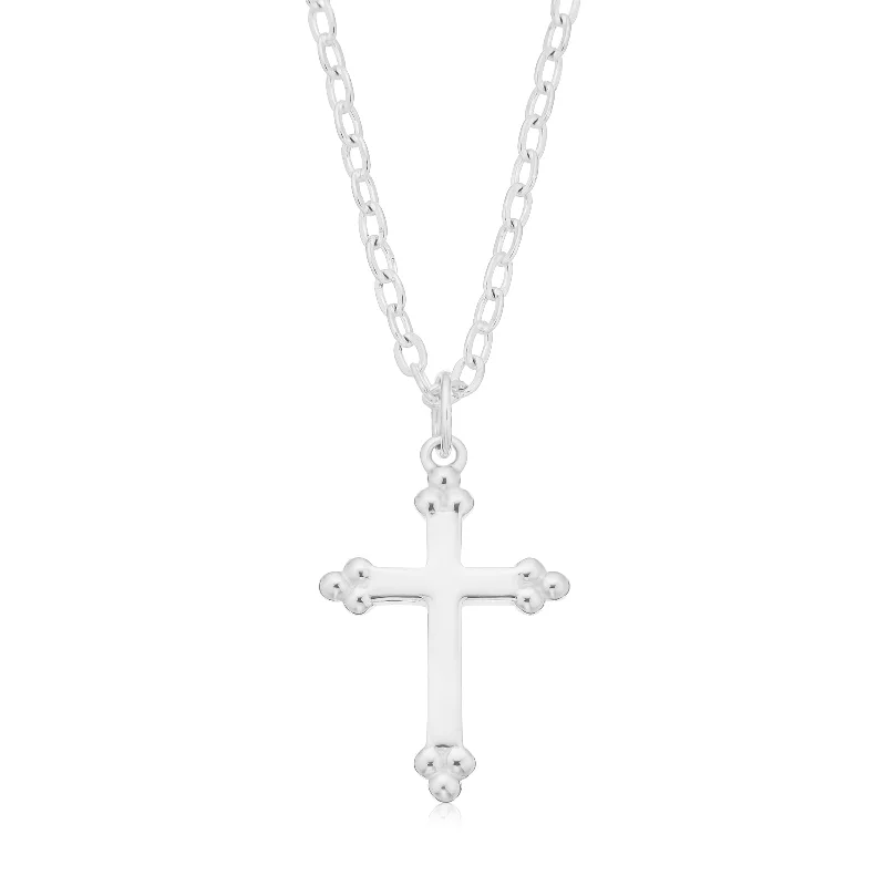 vintage platinum wedding band Sterling Silver Cross Charm