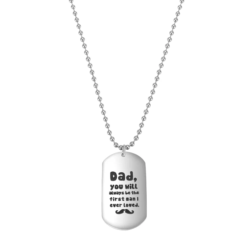 men’s hammered titanium ring Tensity Stainless Steel 55cm Dog Tag Necklace
