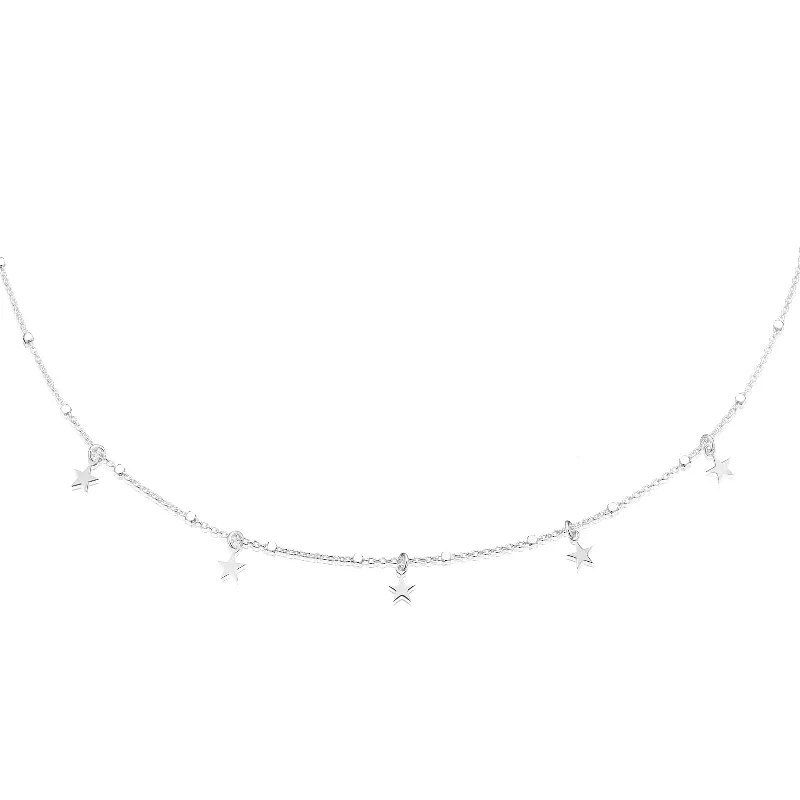 aquamarine birthstone necklace March Sterling Silver  45 cm Star Necklace