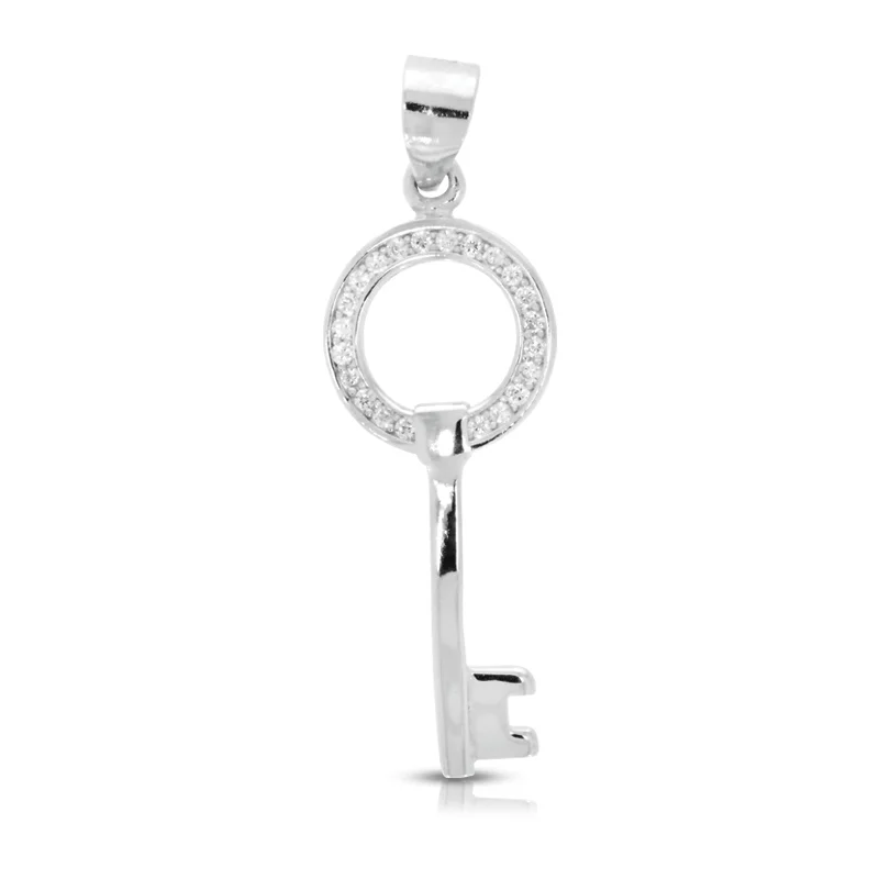 handmade resin flower earrings Sterling Silver Cubic Zirconia Key Pendant