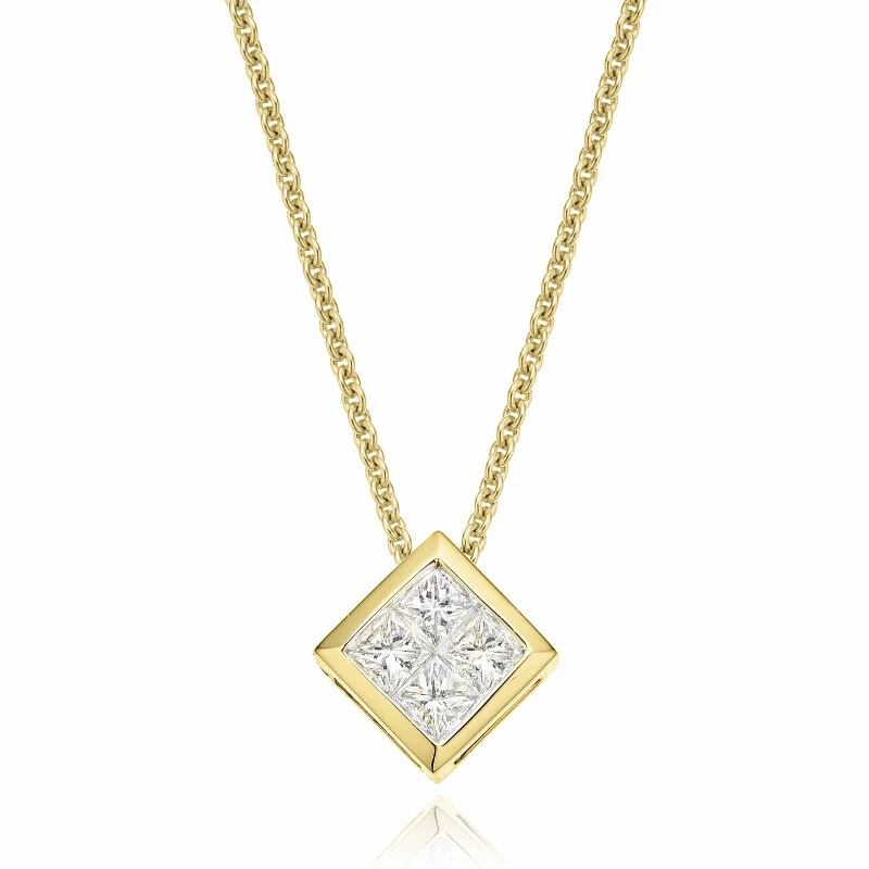 minimalist silver stacking bangles New York 14ct Yellow Gold Princess Cut 1/4 CARAT tw of Diamonds Pendant