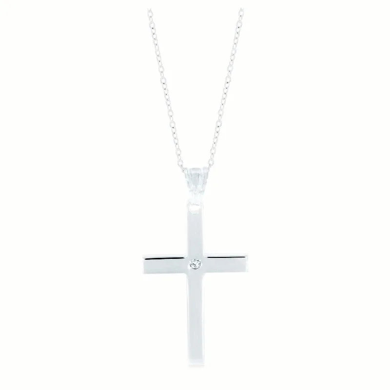 bold Cuban link bracelet men Sterling Silver 35x20 mm White Cubic Zirconia Cross Pendant