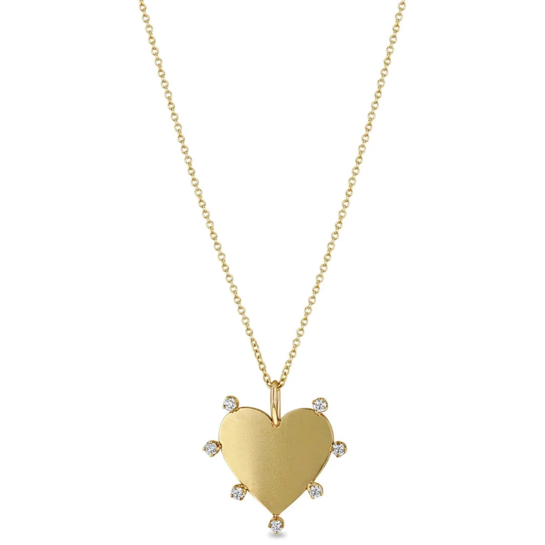vintage floral engagement ring 7 Prong Diamond Heart Pendant Necklace
