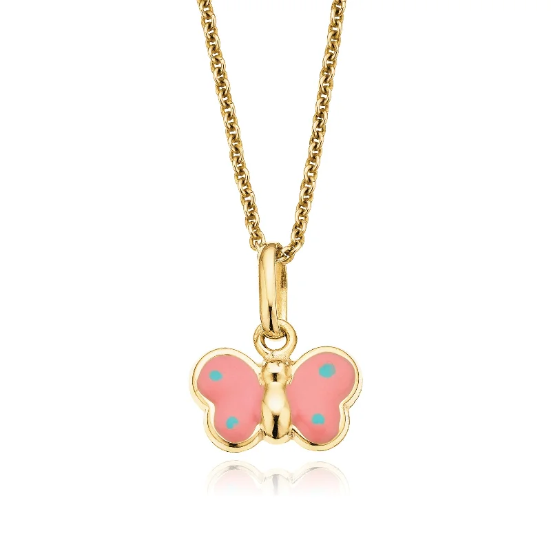 bohemian anklet with shells 9ct Yellow Gold Enamel Butterfly Kids Pendant