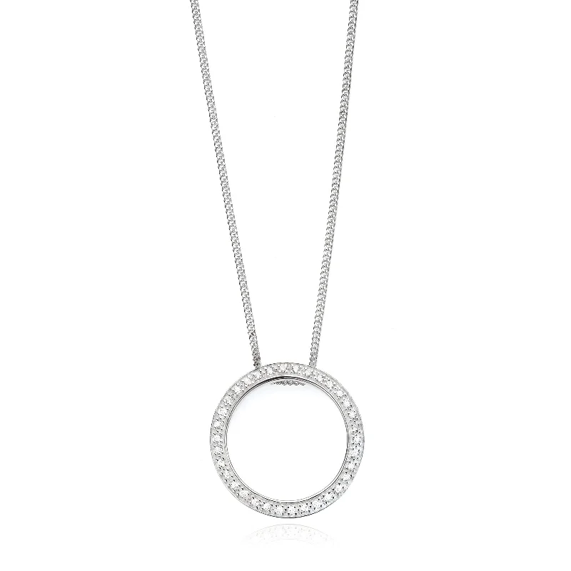 wedding anniversary diamond ring Sterling Silver Cubic Zirconia Circle 45cm Necklace