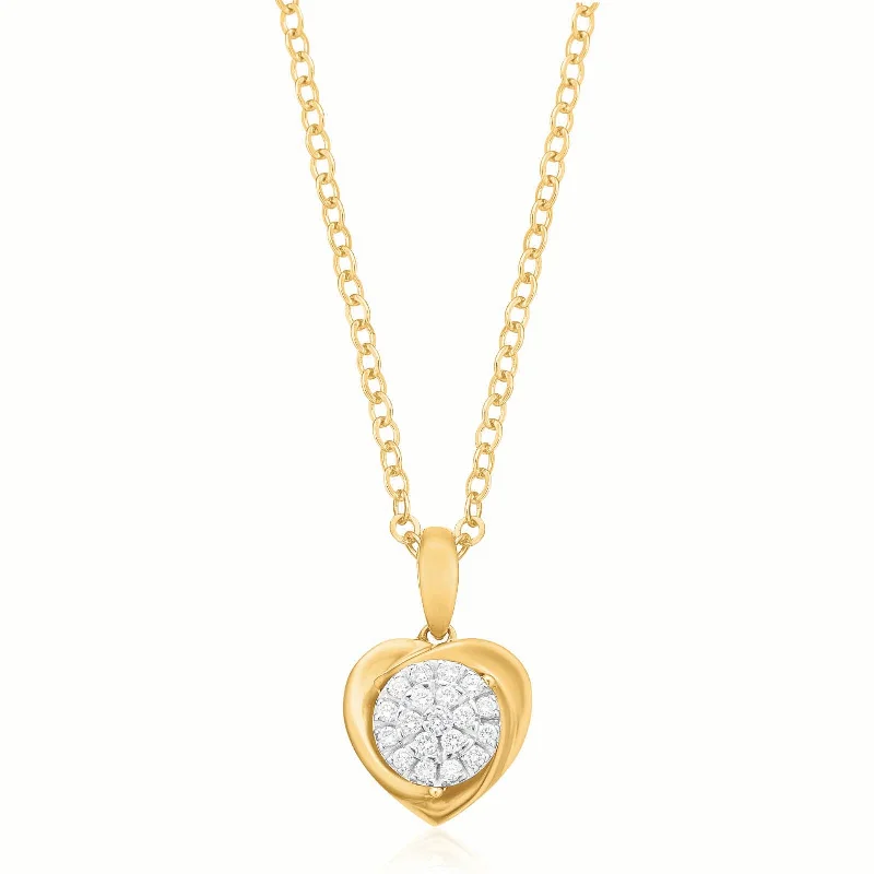 silver rope chain men 9ct Two Tone Gold Round Brilliant Cut 0.12 Carat tw of Diamonds Pendant