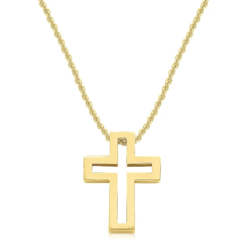 handcrafted gemstone pendant 9ct Yellow Gold 45cm Geometric Cross Necklaces
