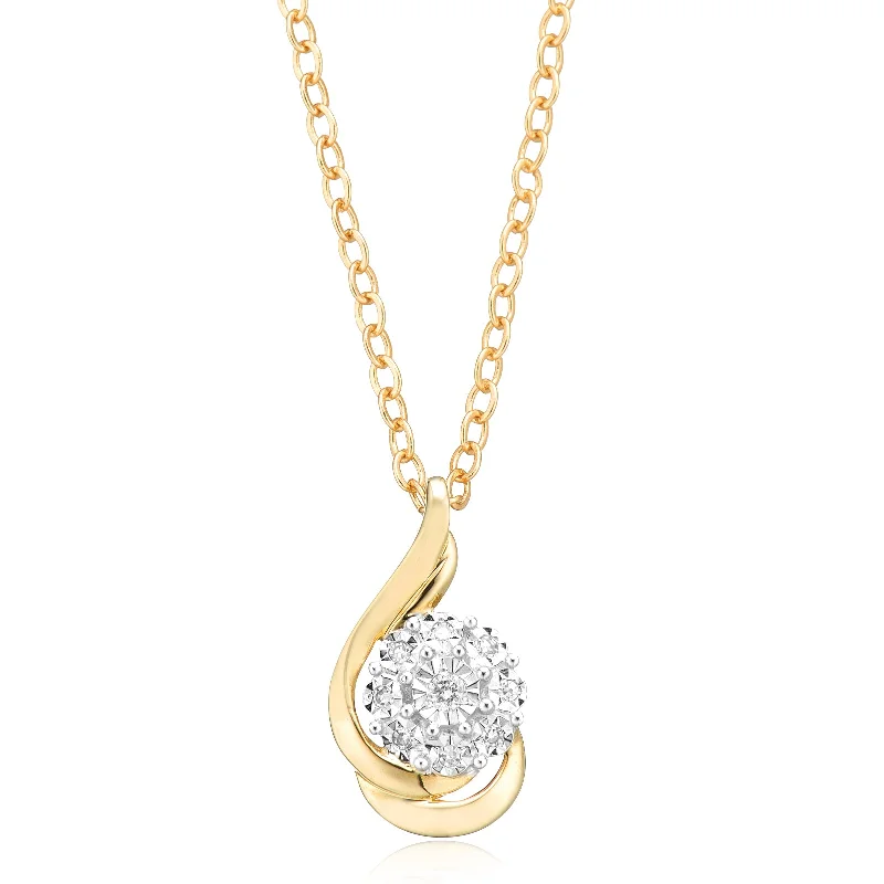 personalized gemstone pendant necklace 9ct Yellow Gold Round Brilliant Cut 0.05 CARAT tw of Diamonds Pendant