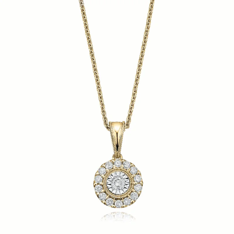 minimalist diamond stud earrings 9ct Yellow Gold Round Brilliant Cut 0.30 Carat tw of Diamonds Pendant