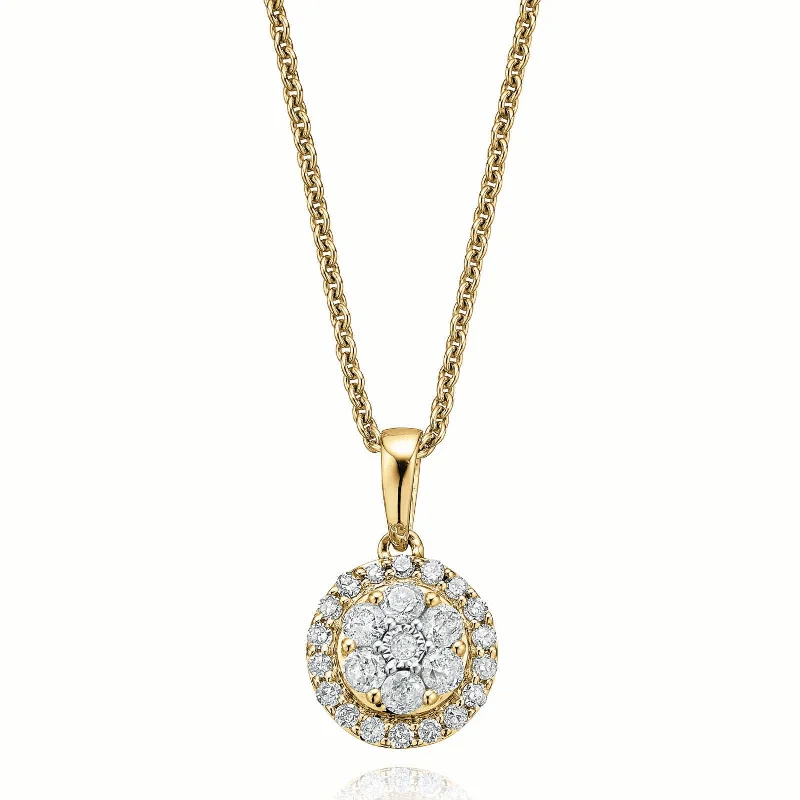 handcrafted filigree ring silver 9ct Yellow Gold Round Brilliant Cut 1/4 Carat tw of Diamonds Pendant