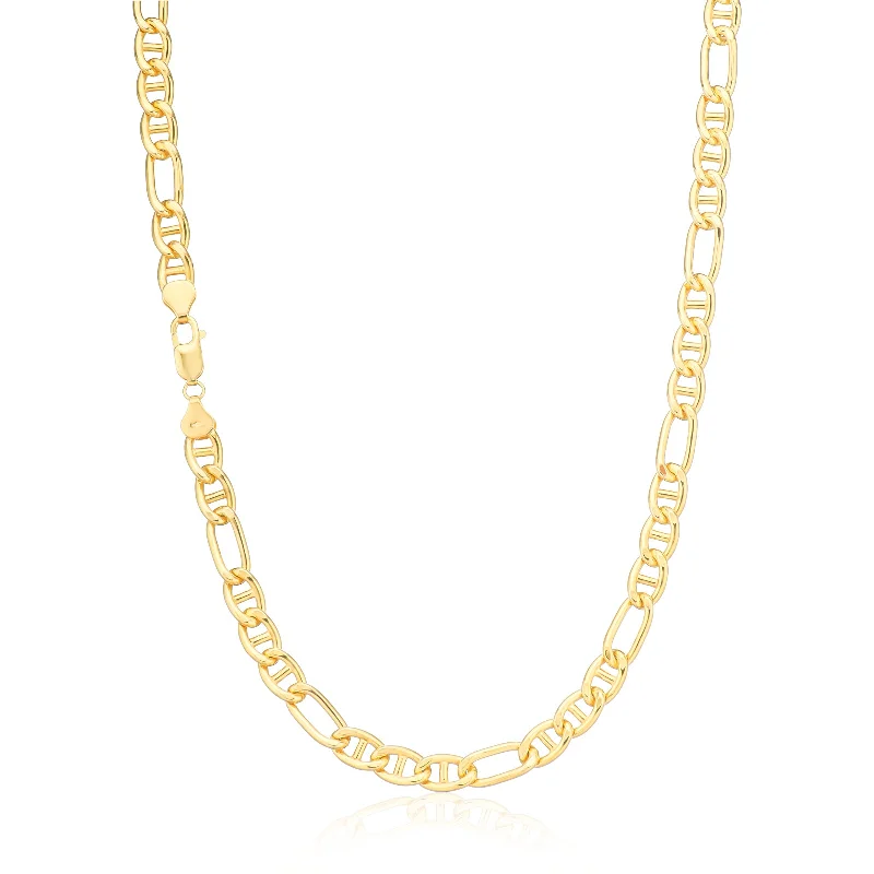 statement gemstone necklace handmade 9ct Yellow Gold Silver Filled Anchor 1:3 Figaro Chain