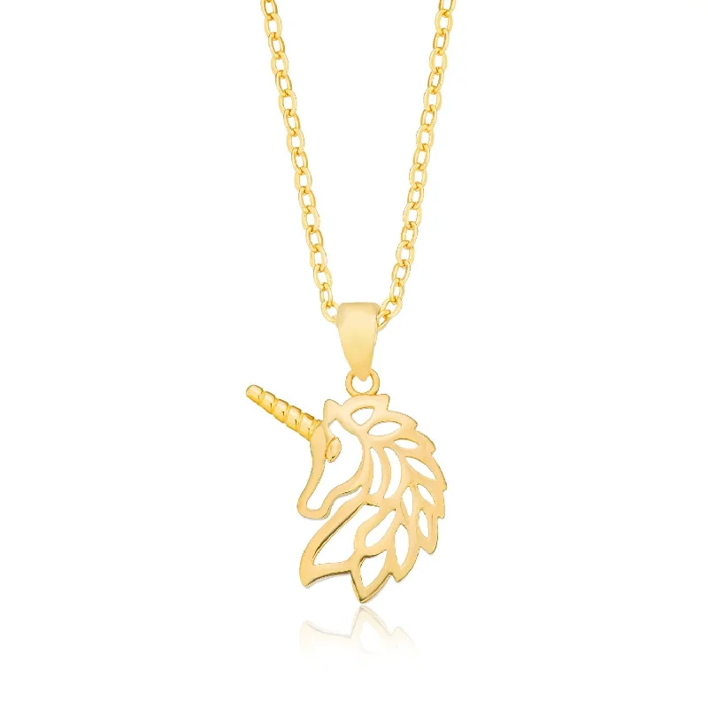 simple engraved wedding ring 9ct Yellow Gold Unicorn Pendant