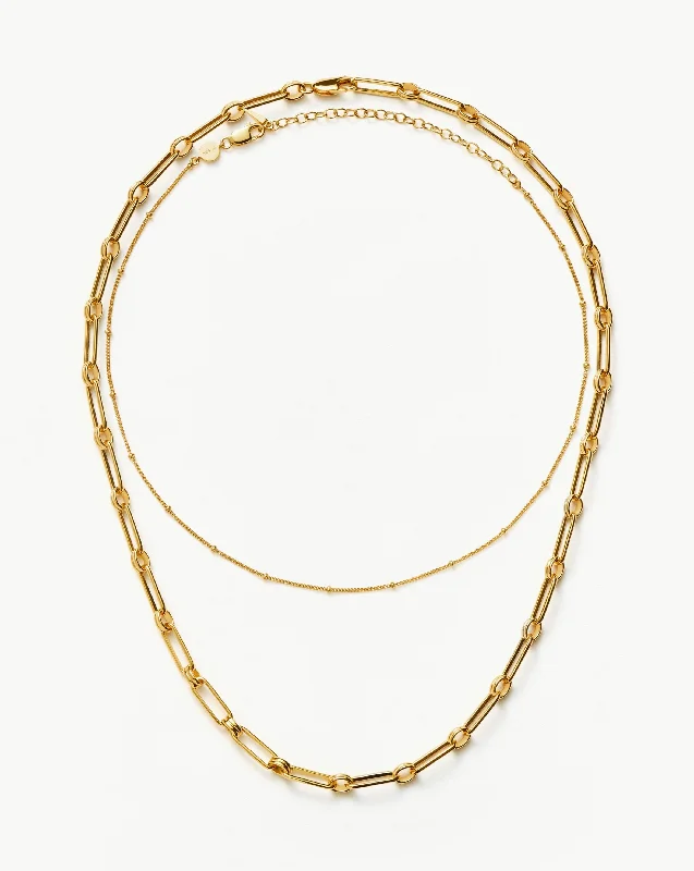 unique square diamond ring Aegis Chain Choker Necklace Set | 18ct Gold Vermeil