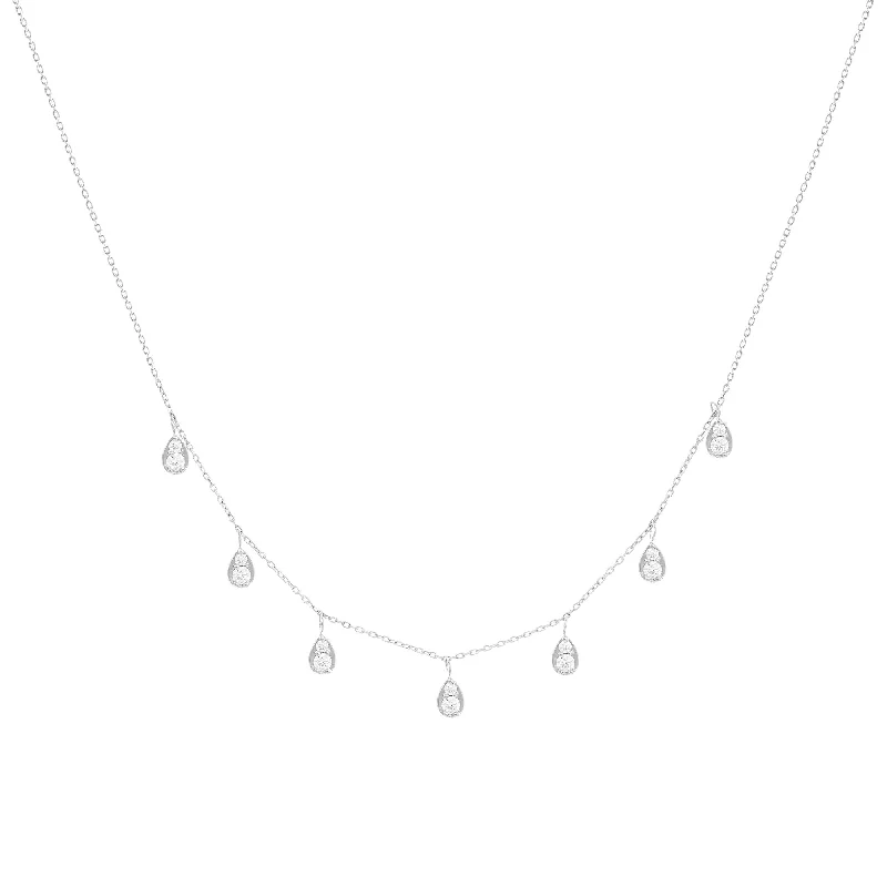 Dangling Pear 18K Whitegold Necklace w. Diamonds