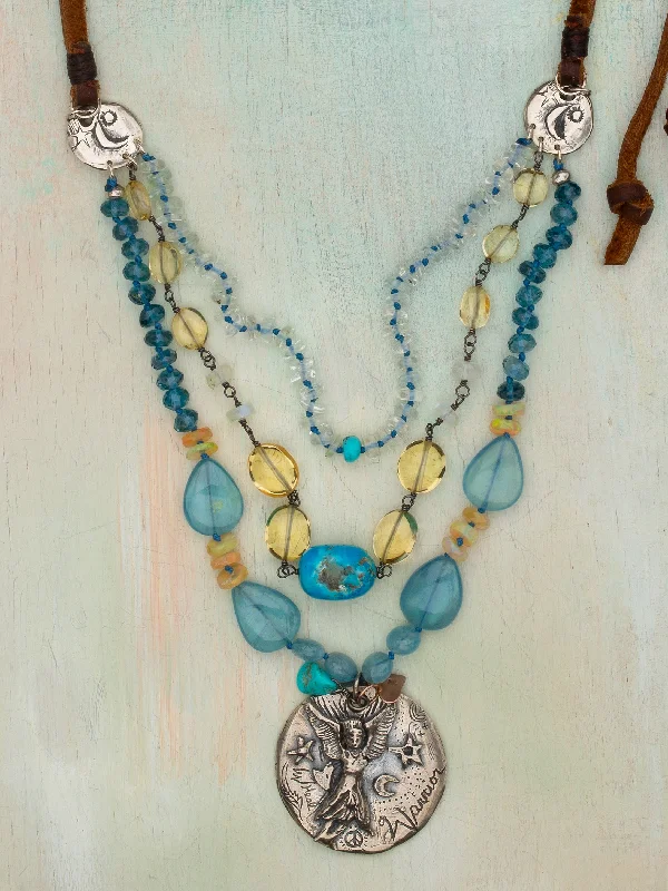 celestial astrology sign ring Angelic Guidance Necklace