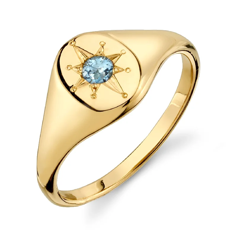 handcrafted raw crystal pendant NORTH STAR SIGNET RING