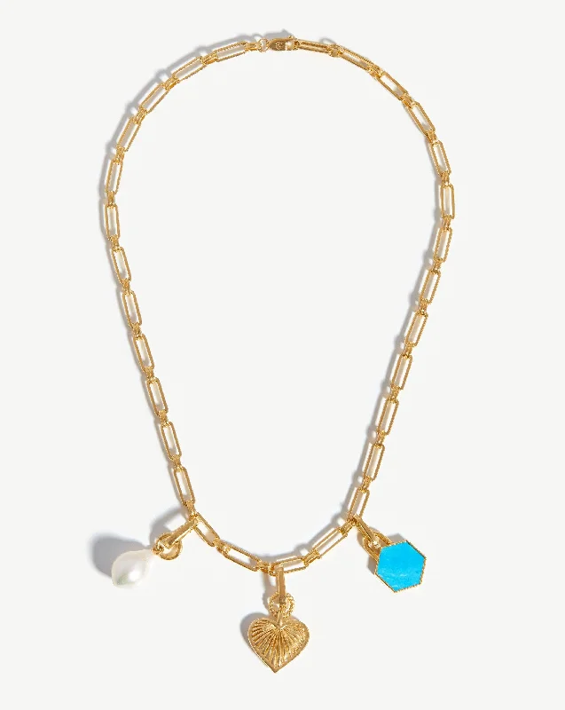 hammered gold signet ring Baroque Pearl & Heart Charm Necklace