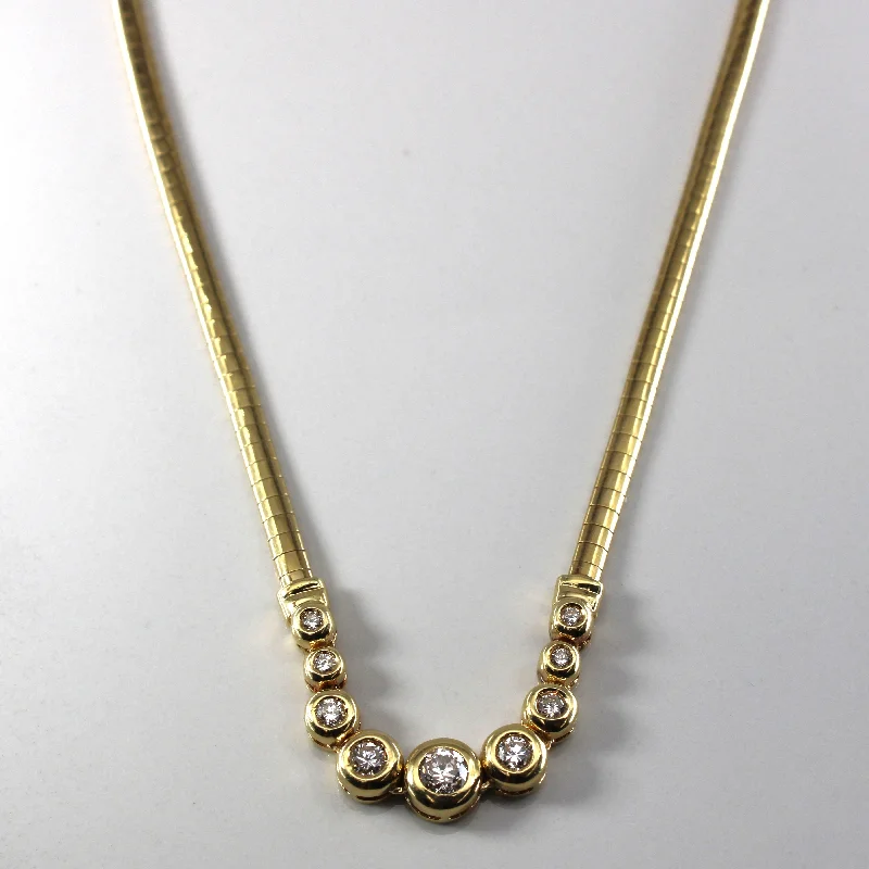 luxury emerald ring platinum Bezel Set Diamond Omega Chain Necklace | 1.28ctw | 18"|