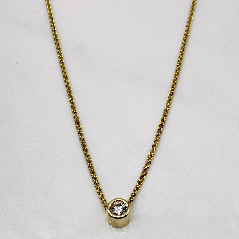 oval cut engagement ring platinum Bezel Set Diamond Pendant & 14k Necklace | 0.27ct | 16" |