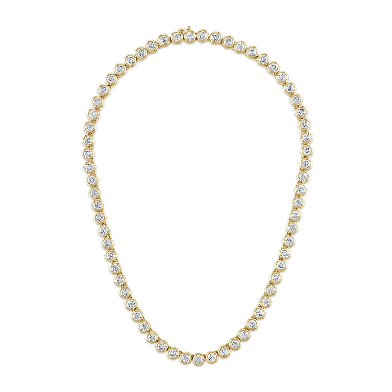 bohemian gemstone choker Bezel Set Round Diamond Necklace