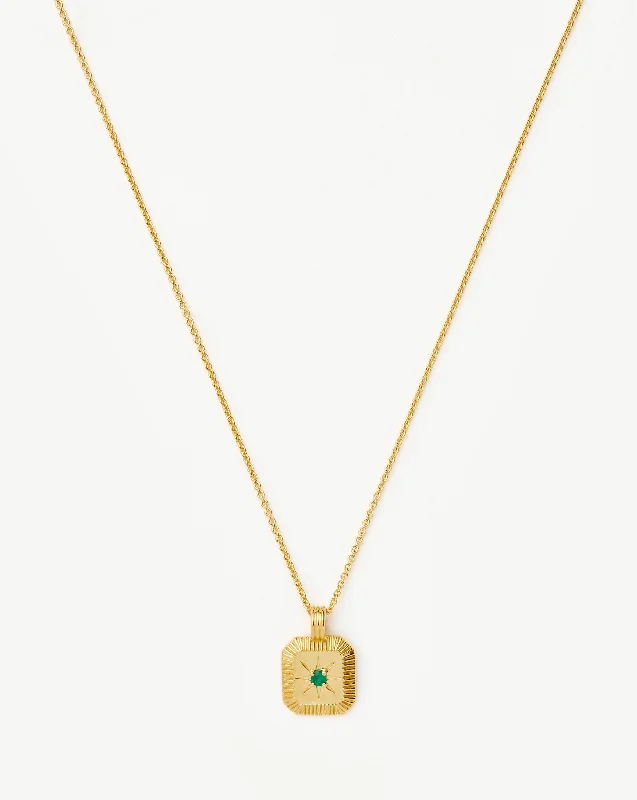 vintage-style filigree bracelet May Birthstone Pendant Necklace | 18ct Gold Vermeil/Dyed Green Chalcedony